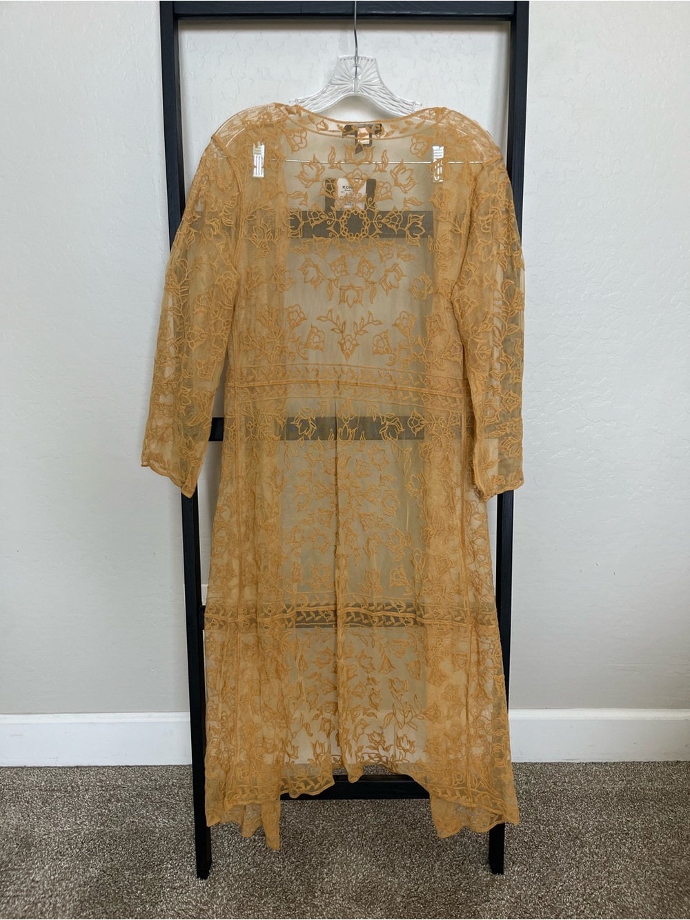 Miss Chievous Boho Yellow and Gold Embroidered Swim Coverup